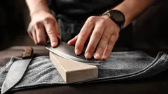 I saw how they sharpen knives in India, and now I do it at home too. Even old knives will be razor sharp in a minute.